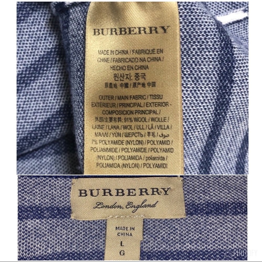 Burberry Riverpiave Wool Blend Striped Crop Top L - Picture 8 of 8
